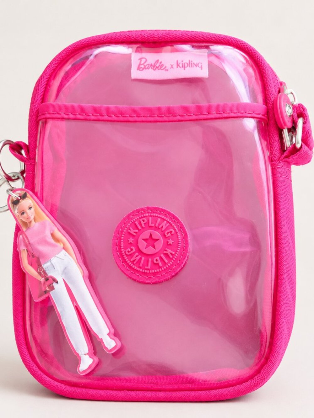 Kipling x Barbie Tally 2024 Power Pink TPU Phone Crossbody Bag Charm No Strap